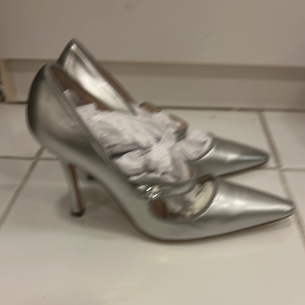 Manolo Blahnik Silver Pointed Heels